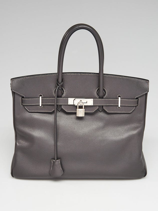 Hermes 35cm Ardoise Epsom Leather Palladium Plated Birkin Bag