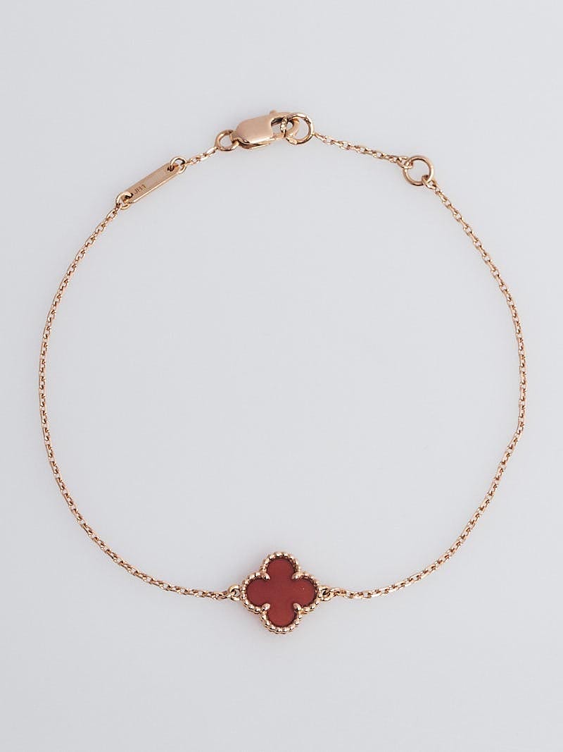 Sweet Alhambra bracelet 18K rose gold, Carnelian - Van Cleef & Arpels