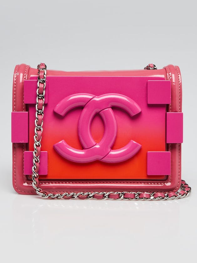 Chanel Pink Ombre Plexiglass and Leather Boy Brick Mini Flap Bag