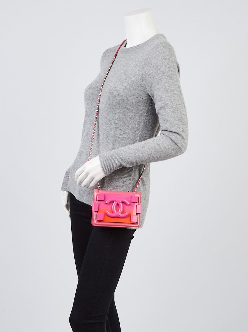 Chanel Pink Ombre Plexiglass and Leather Boy Brick Mini Flap Bag