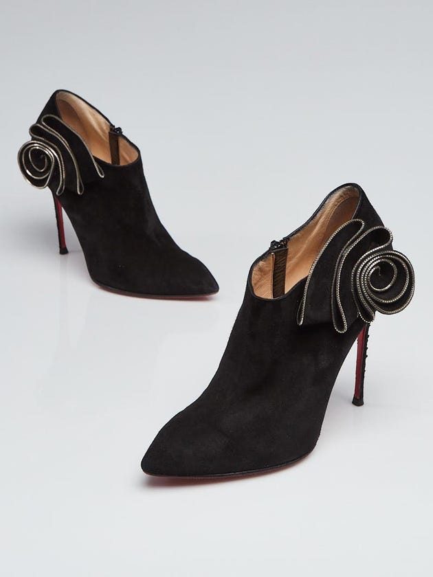 Christian Louboutin Black Suede Mrs Baba 100 Ankle Booties Size 9/39.5