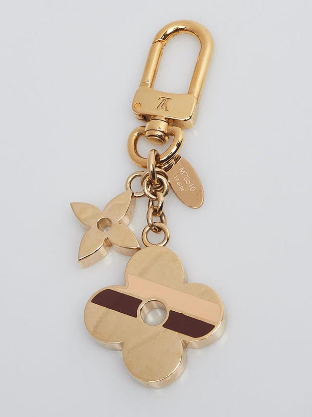 Louis Vuitton Goldtone Metal and Enamel Stripes Flower BB Key Holder and Bag Charm