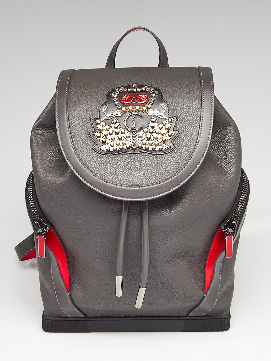 Christian Louboutin Grey Pebbled Leather Explorafunk Backpack Bag