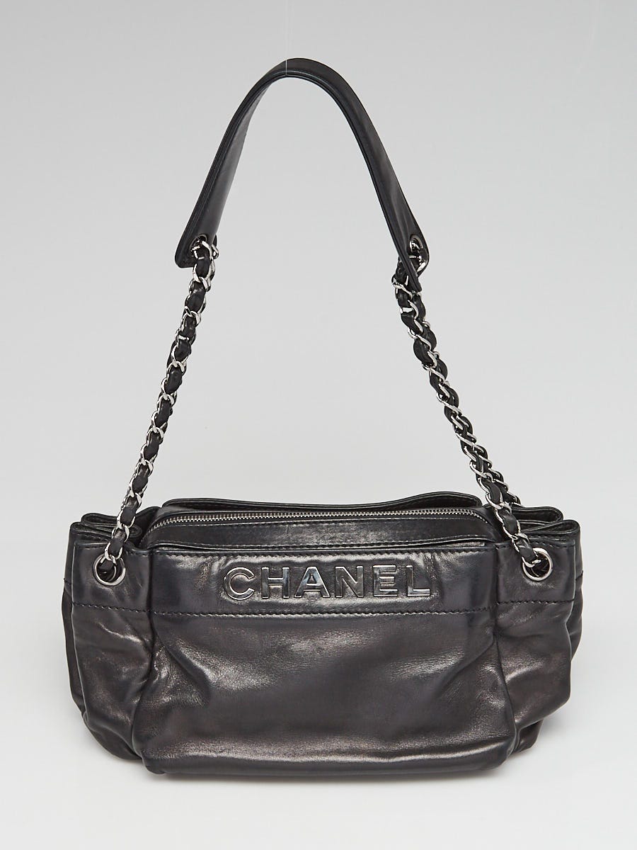 Chanel Black Lambskin Leather LAX Accordion Camera Shoulder Bag