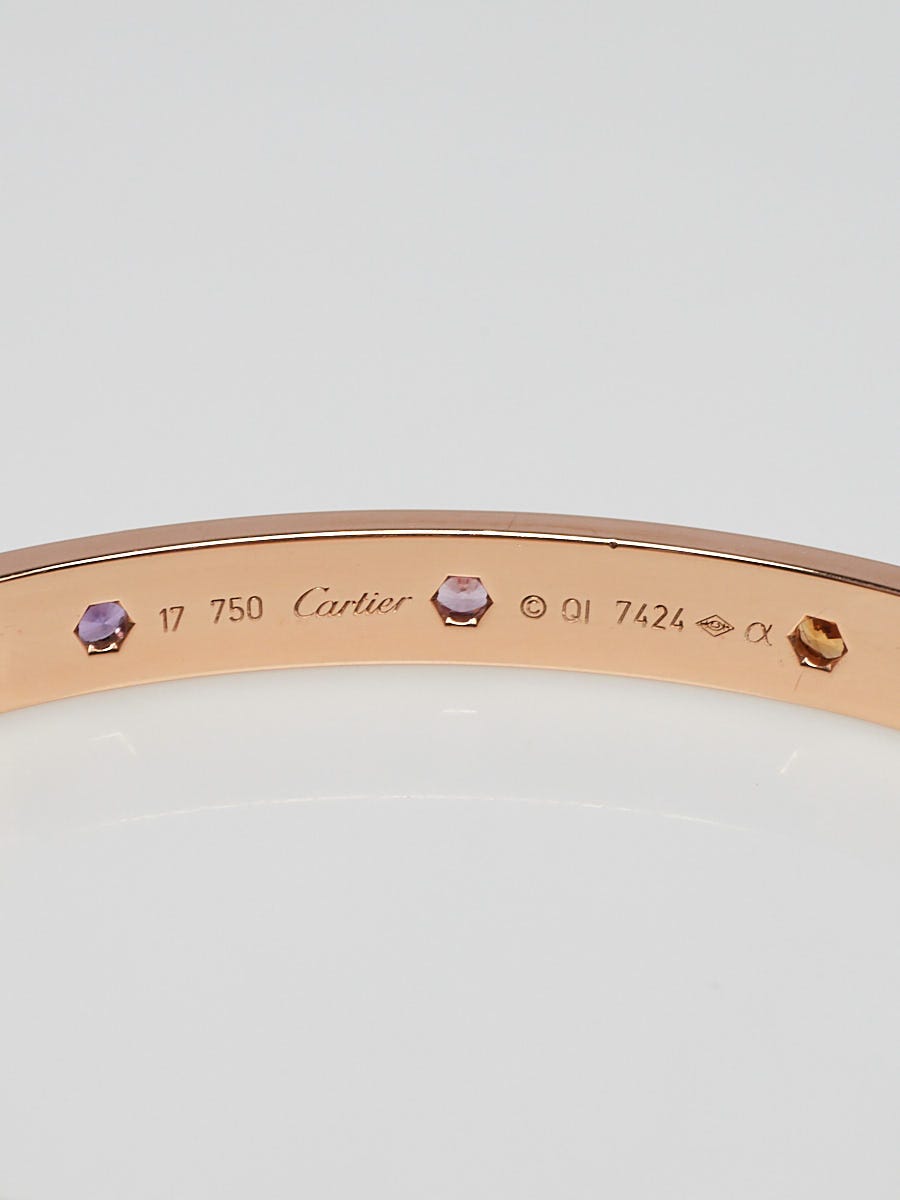 Cartier Love Bracelet Set in Rose Gold Diamond Pink Sapphire Size 18 –  Dandelion Antiques