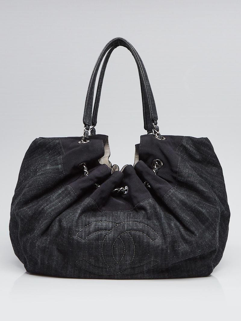 Chanel Dark Blue Denim Stretch Spirit Cabas Tote Bag - Yoogi's Closet