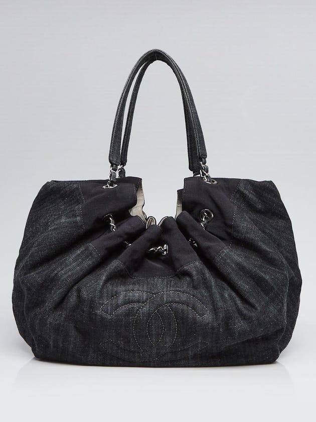 Chanel Dark Blue Denim Stretch Spirit Cabas Tote Bag