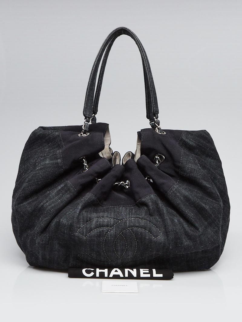 Chanel Dark Grey Quilted Denim Stretch Spirit Cabas Hobo Chanel