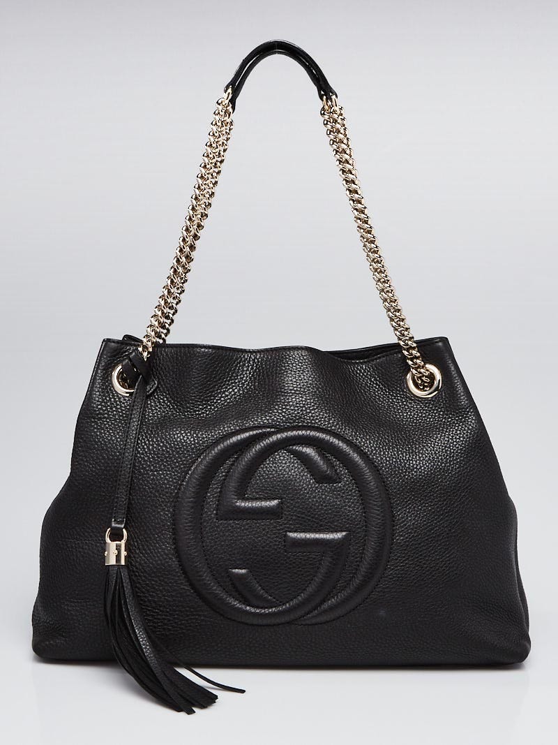 Gucci pebbled calfskin new arrivals soho chain backpack black