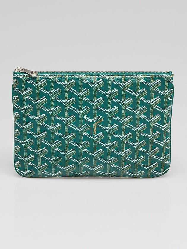 Goyard Green Chevron Print Coated Canvas Pochette Senat PM Zip Pouch