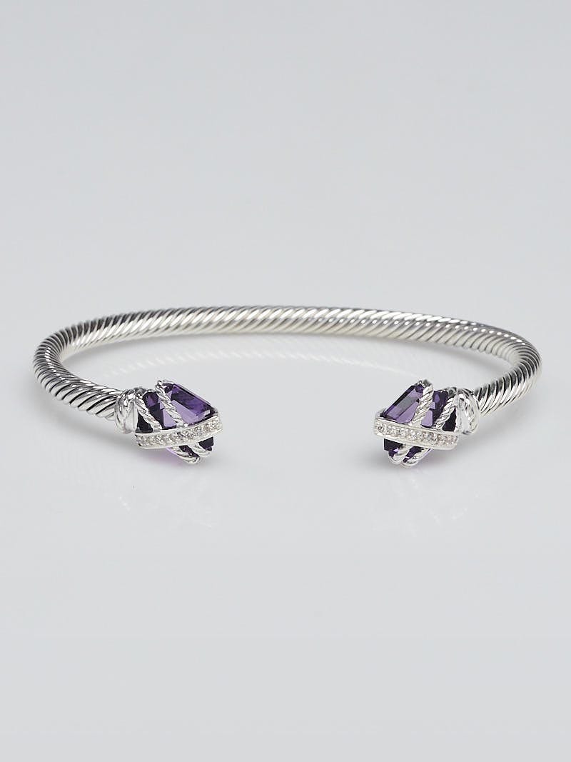 David Yurman 5mm Sterling Silver and Amethyst with Diamonds Cable
