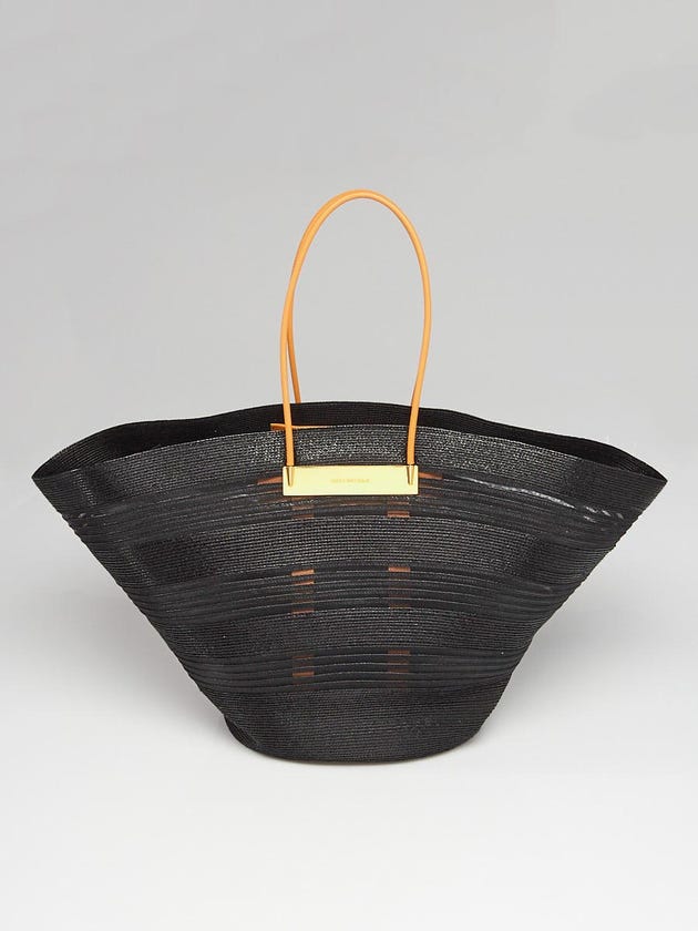 Balenciaga Black Raffia Maxi Basket Tote Bag