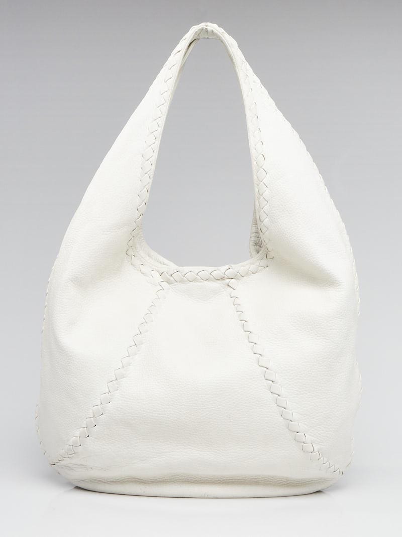 バッグ BOTTEGA VENETA leather hobo bag White Bottega Veneta - Wallace Candy White Woven Leather Shoulder Bag