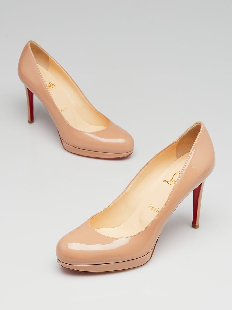Christian Louboutin Beige Patent Leather New Simple Pumps Size 7