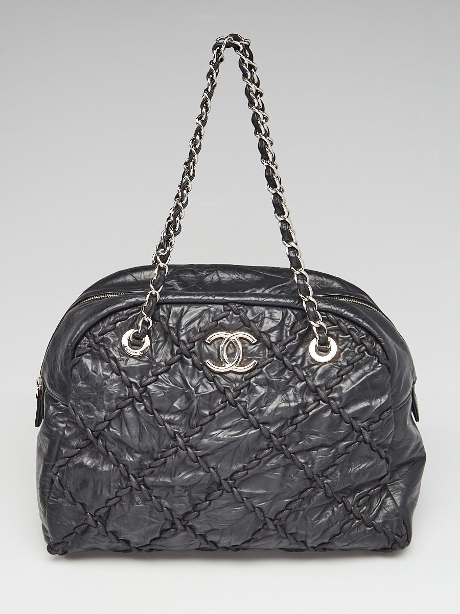 Chanel Black Quilted Crinkled Leather Ultra Stitch Bowling Bag - Yoogi's  Closet