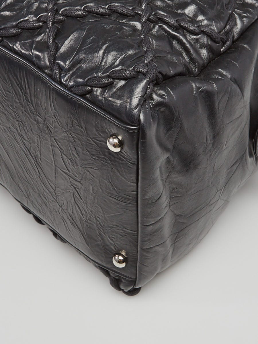 Chanel Black Quilted Crinkled Leather Ultra Stitch Bowling Bag