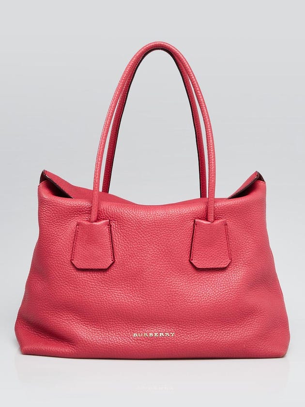 Burberry Pink Grained Leather Baynard Tote Bag