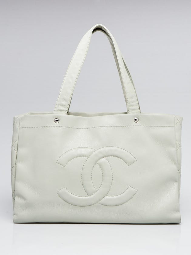 Chanel Light Grey Caviar Leather CC Large Tote Bag