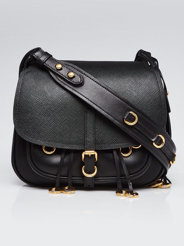 Prada Black Saffiano/Smooth Leather Corsaire Bag 1BD050