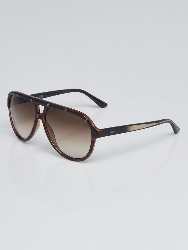 Gucci Brown/Black Tortoise Shell Acetate Aviator Sunglasses 3720