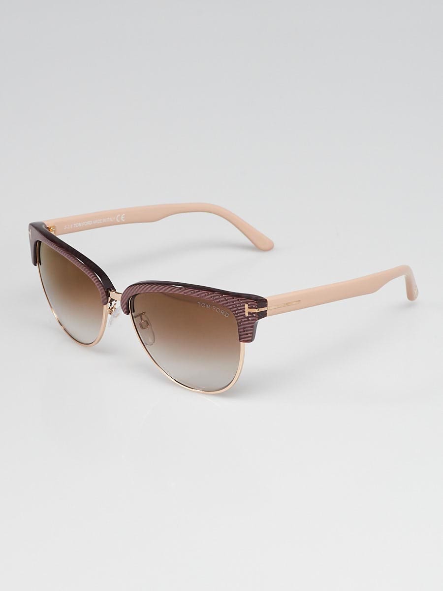 Tom Ford Purple Beige Acetate Frame Cat Eye Fany Sunglasses TF368 Yoogi s Closet