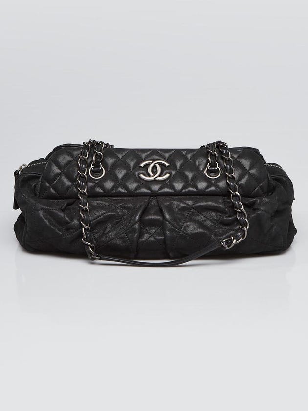 Chanel Black Quilted Iridescent Calfskin Leather Chic Quilt Bowling Bag
