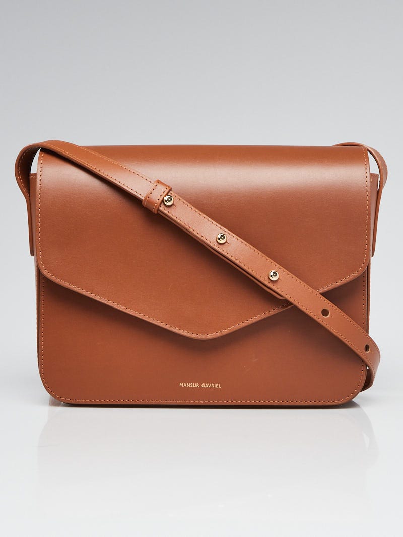 Mansur Gavriel Saddle Brown Calf Leather Envelope Crossbody Bag Yoogi s Closet