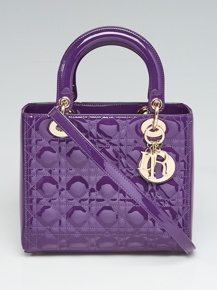 Christian Dior Purple Cannage Quilted Patent Leather Medium Lady