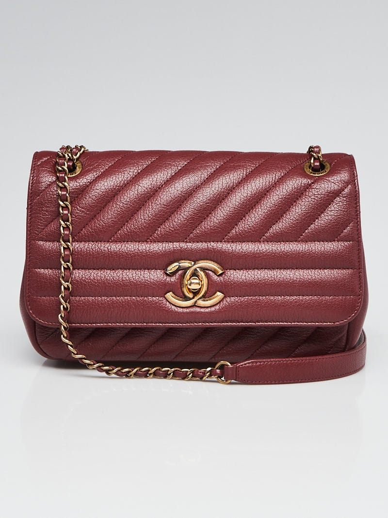 Chanel Burgundy Diagonal Quilted Leather Small Flap Bag - Yoogi's