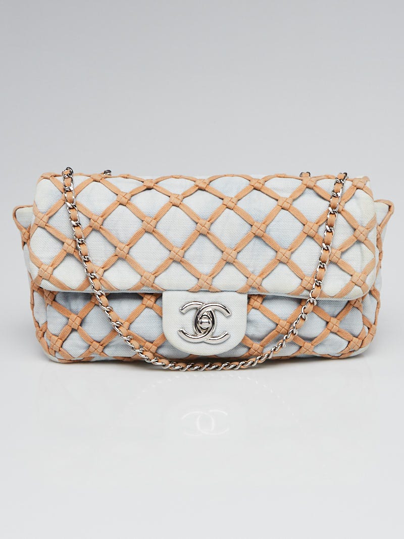Chanel Light Blue Denim Canebiers Small Flap Bag - Yoogi's Closet