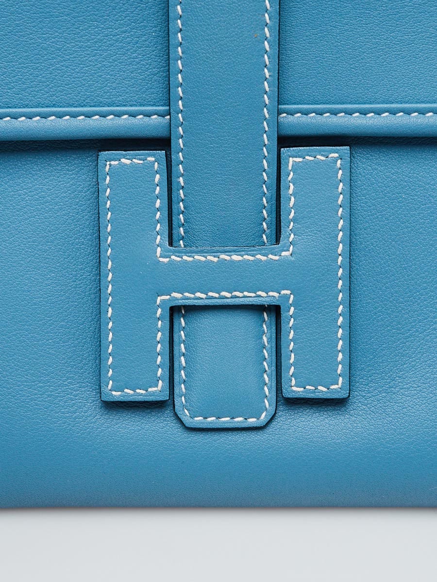 Hermes Blue Jean Swift Leather Jige Elan 29 Clutch Bag