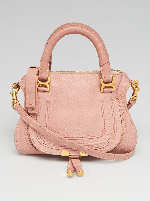 Chloe Pink Pebbled Leather Mini Marcie Satchel and Crossbody Bag
