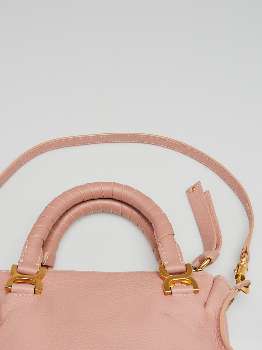Chloe Pink Pebbled Leather Mini Marcie Satchel and Crossbody Bag