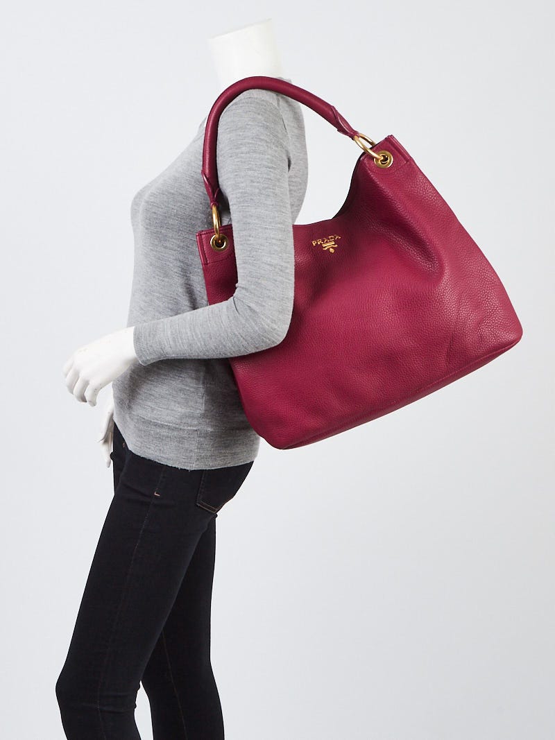 Prada Purple Vitello Daino Leather Large Hobo Bag BR4829