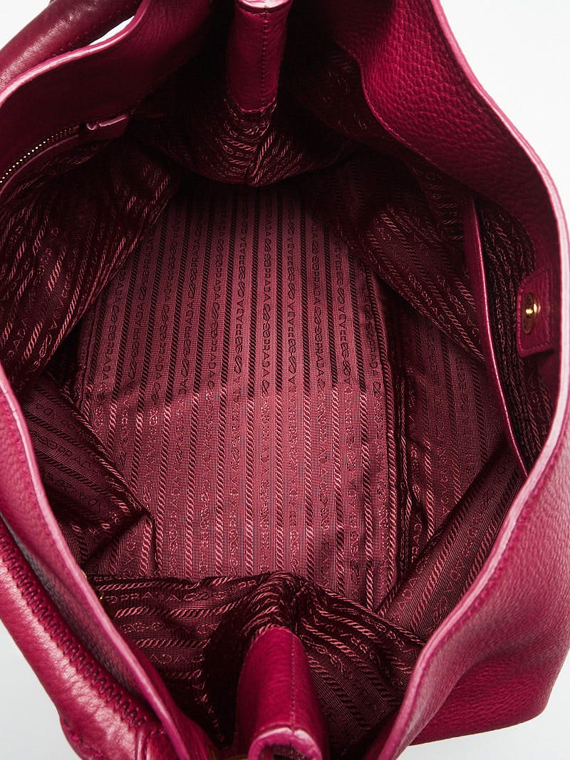 Prada Purple Vitello Daino Leather Large Hobo Bag BR4829