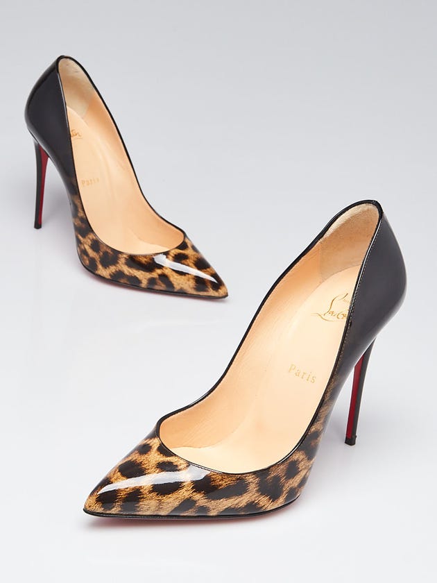 Christian Louboutin Leopard Print Degrade Patent Leather Pigalle Follies 100 Pumps Size 8.5/39