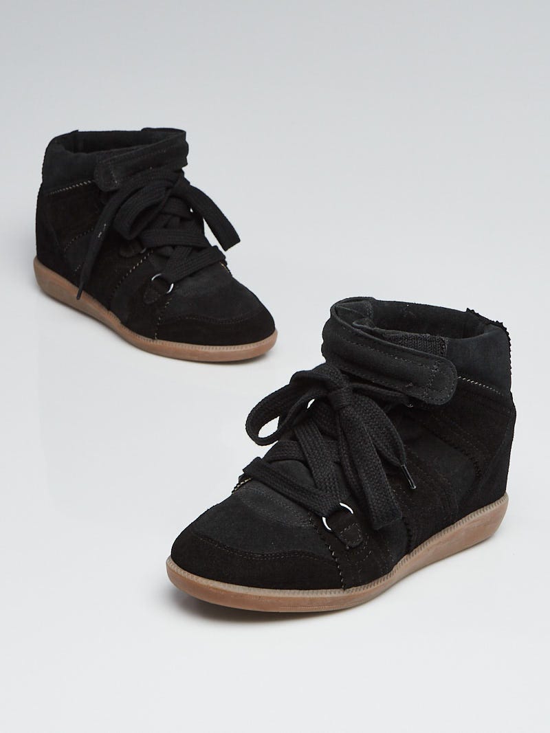 Black suede sneaker wedges deals