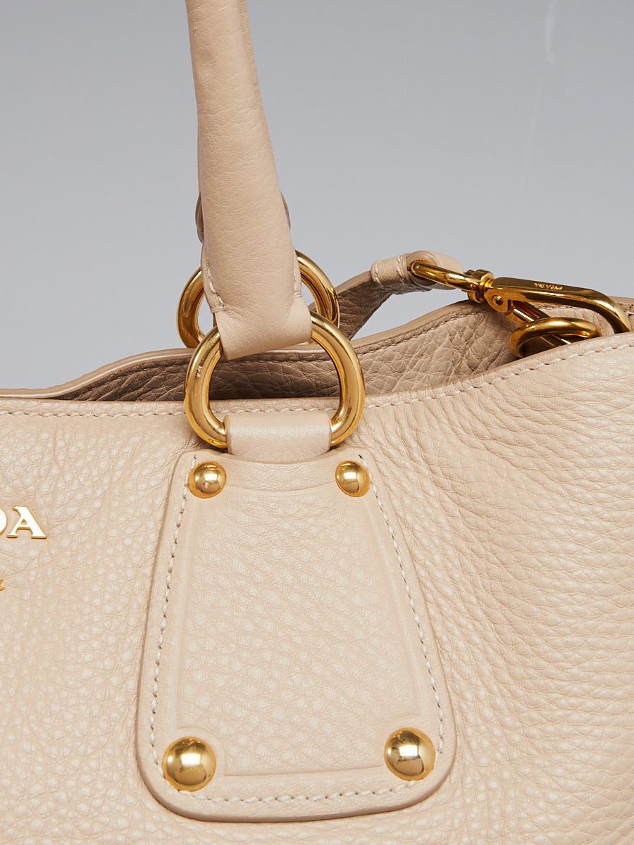 Prada Sabbia Vitello Daino Leather Shopping Tote Bag BN2104