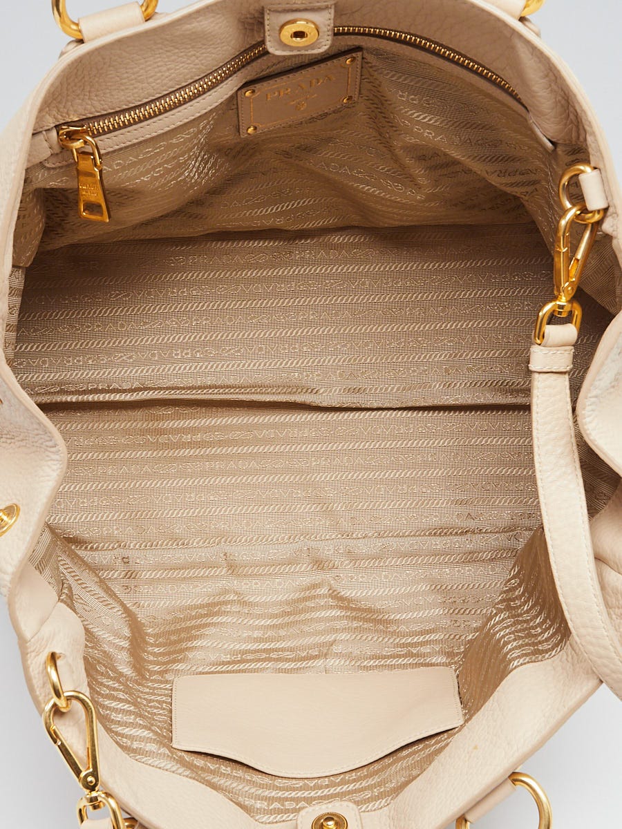 Prada Sabbia Vitello Daino Leather Shopping Tote Bag BN2104