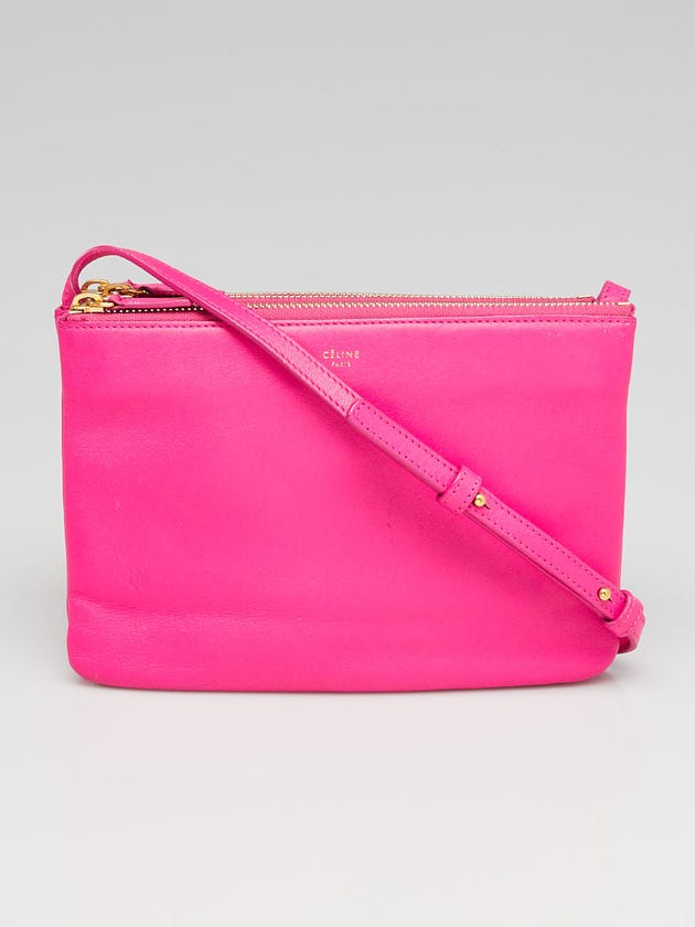 Celine Hot Pink Leather Trio Small Crossbody Bag