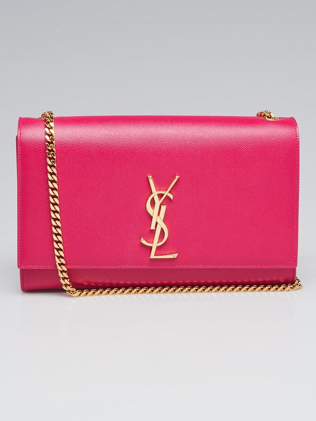 Yves Saint Laurent Pink Textured Leather Large Kate Flap Bag