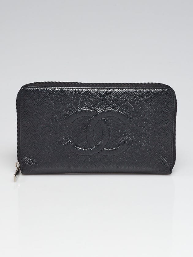 Chanel Black Caviar Leather Timeless Zip Organizer Wallet