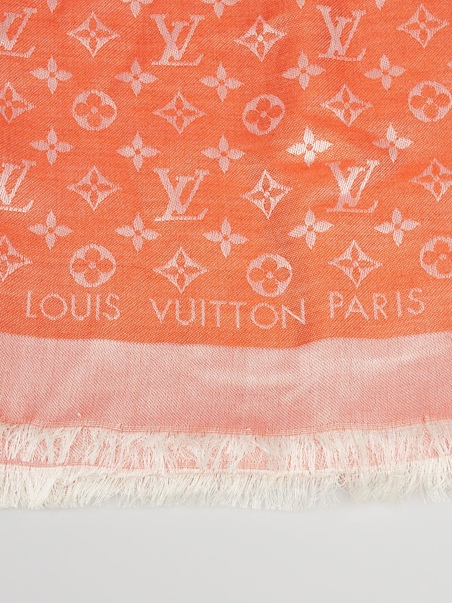 LOUIS VUITTON RED ON RED Silk Wool Scarf Shawl With Box, 54