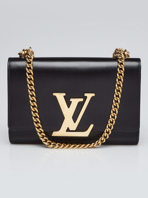 Louis Vuitton Black Calfskin Leather Chain Louise MM Bag