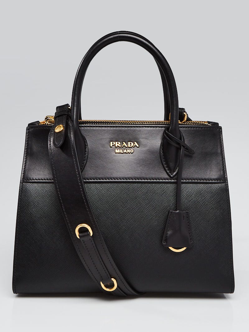 Prada Saffiano-Trimmed City Calf Crossbody Bag