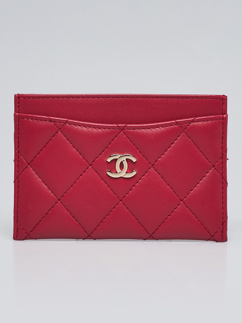 Chanel Red Quilted Lambskin Leather Card Holder Yoogi s Closet