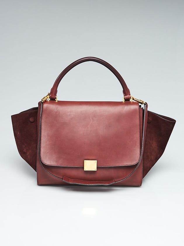 Celine Brown Smooth Leather and Suede Medium Trapeze Bag