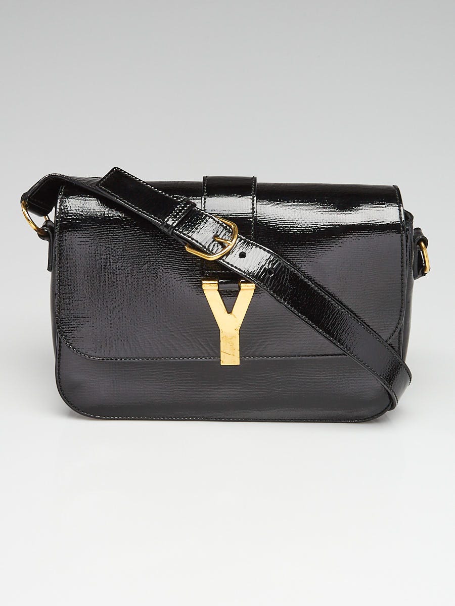 Yves Saint Laurent Black Patent Leather Large ChYc Flap Bag