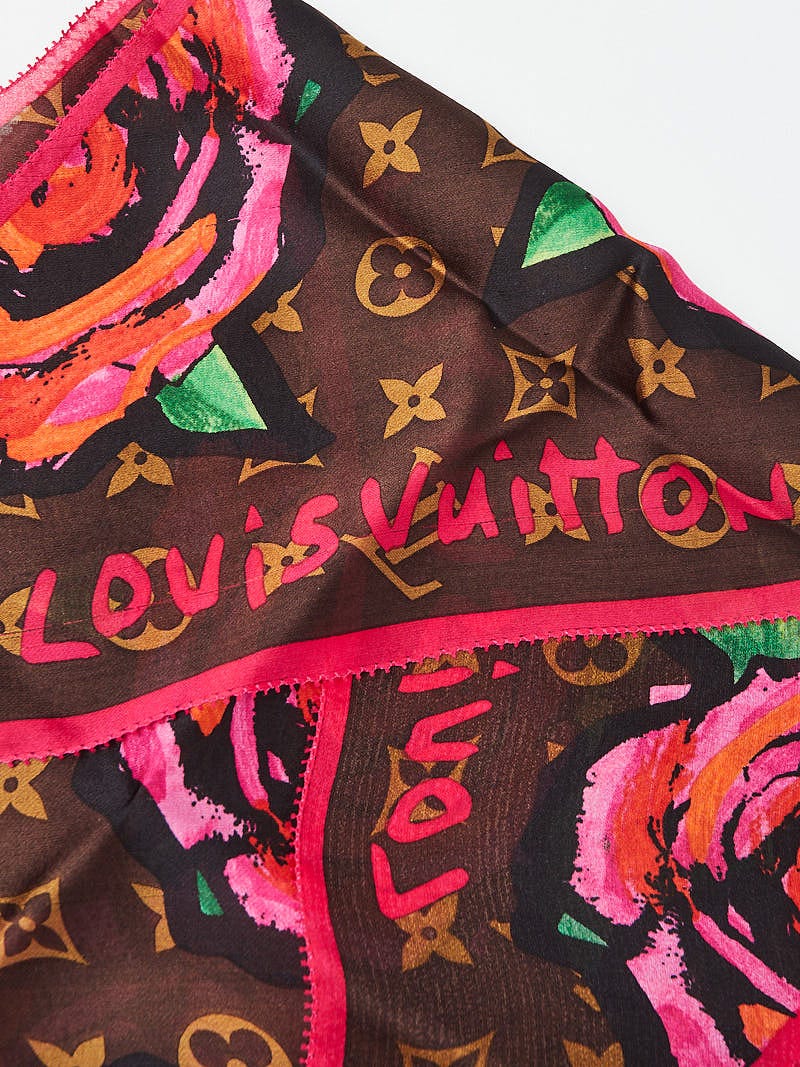 Louis Vuitton Limited Edition Fuchsia Stephen Sprouse Monogram Roses Silk  Scarf - Yoogi's Closet