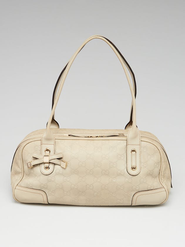 Gucci Light Beige Leather Guccissima Princy Medium Boston Bag